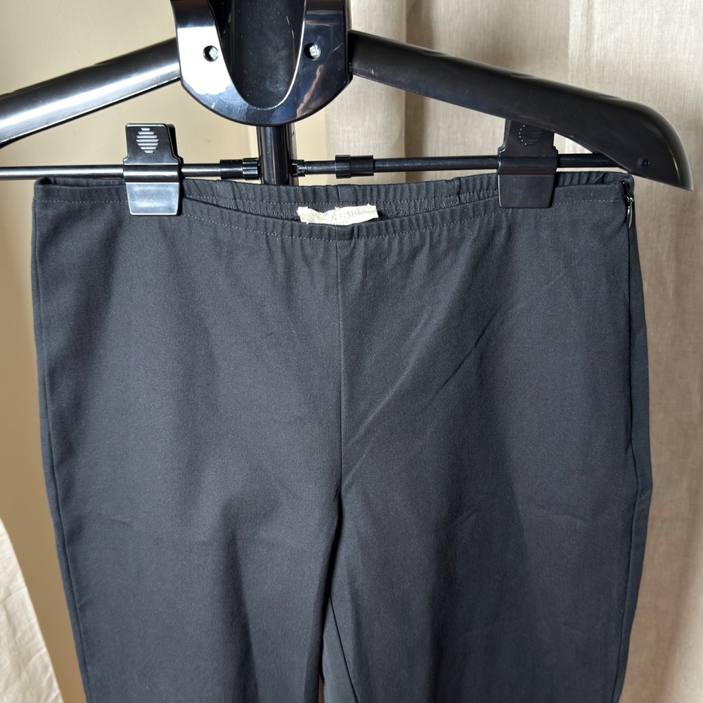 Eileen Fisher Petite PP Black Slim Ankle Pants Side Zip Organic Cotton Stretch - Picture 3 of 9